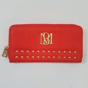 Badgley Mischka red hot wallet gold Studded